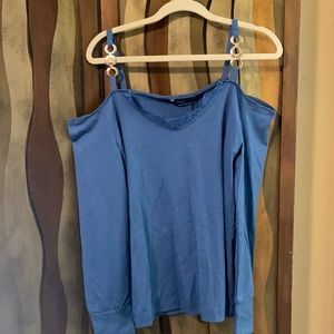 NWT Blue Off the Shoulder Top w/Gold Embellishments, Size Medium